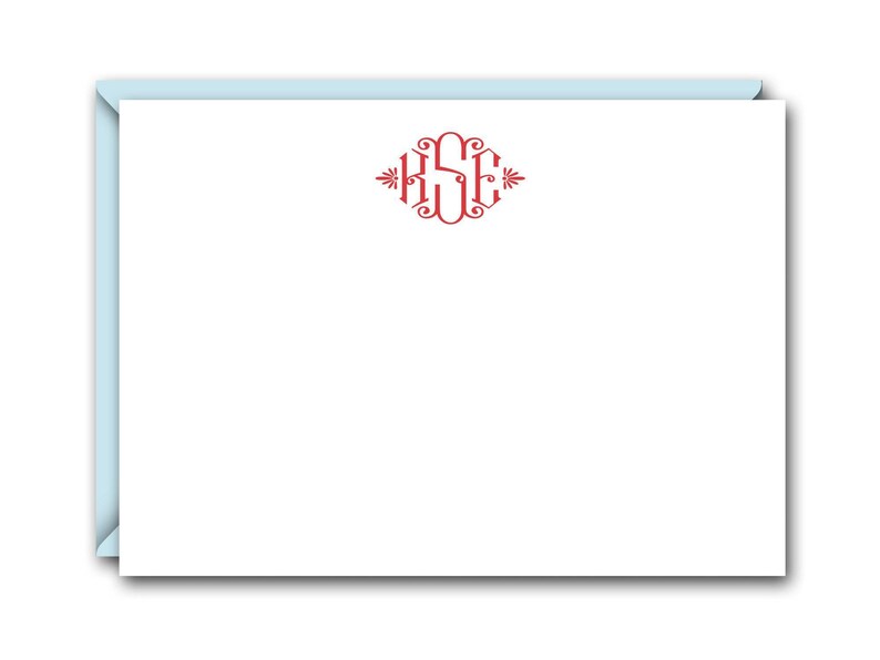 Diamond Monogram Flat Note Cards Set - Personalized Stationery ...