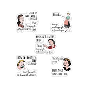 Witty Women Waterproof Sticker – Retro Housewife Humor Decal