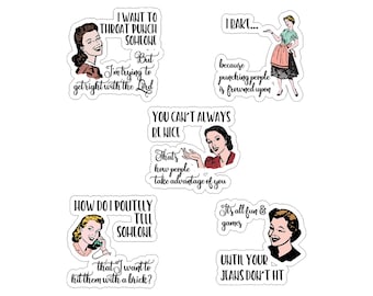 Witty Women Waterproof Sticker – Retro Housewife Humor Decal