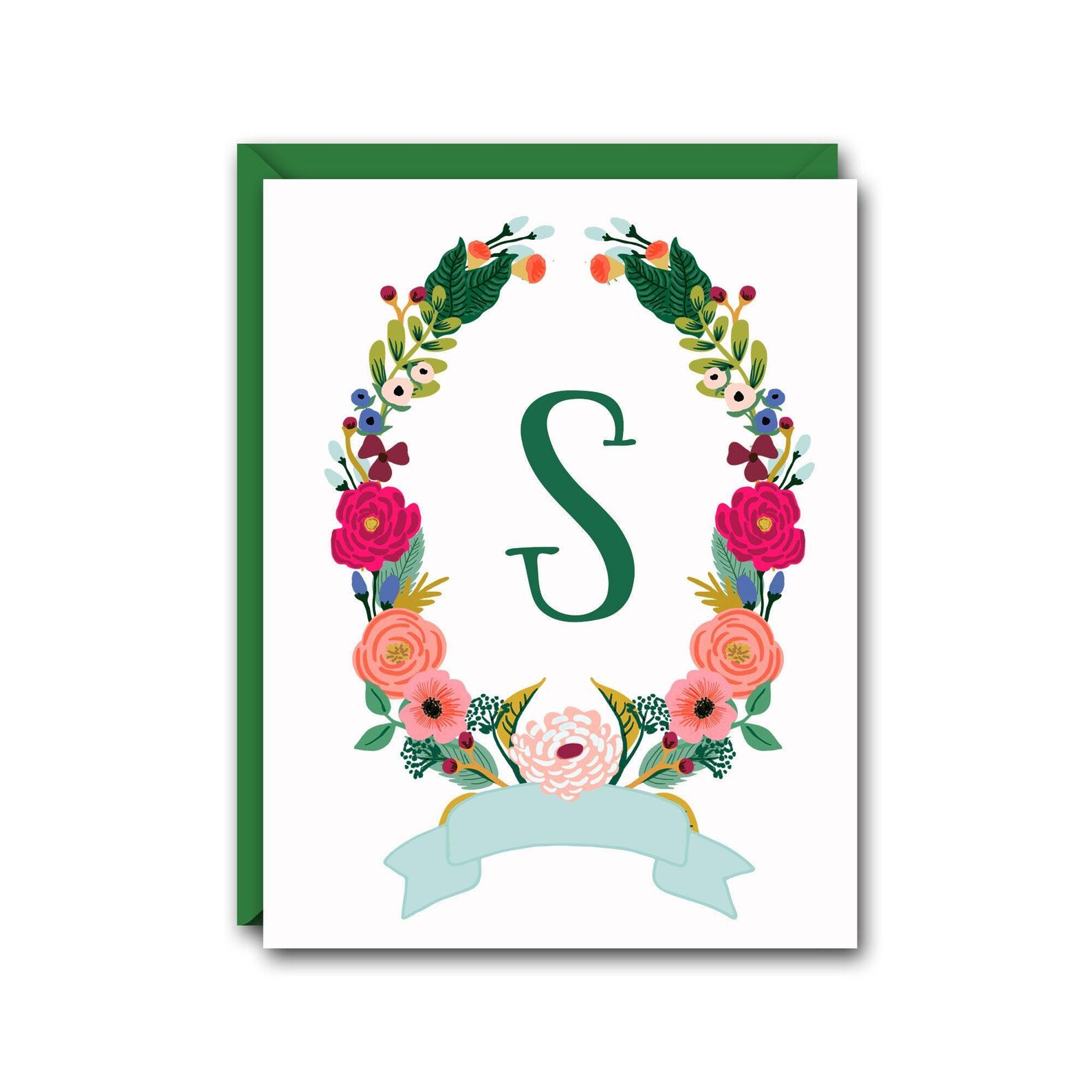 Floral Wreath Monogram Note Card Set - Personalized Stationery - Etsy