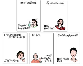 Witty Women Who Problem Solve Notepads - Retro Housewife Humor - Gift For Friends - Funny Coworker Gift - Vintage Charm