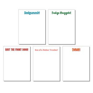 Shut The Front Door Notepads – Funny Expletive Typography Stationery (A2 Size)