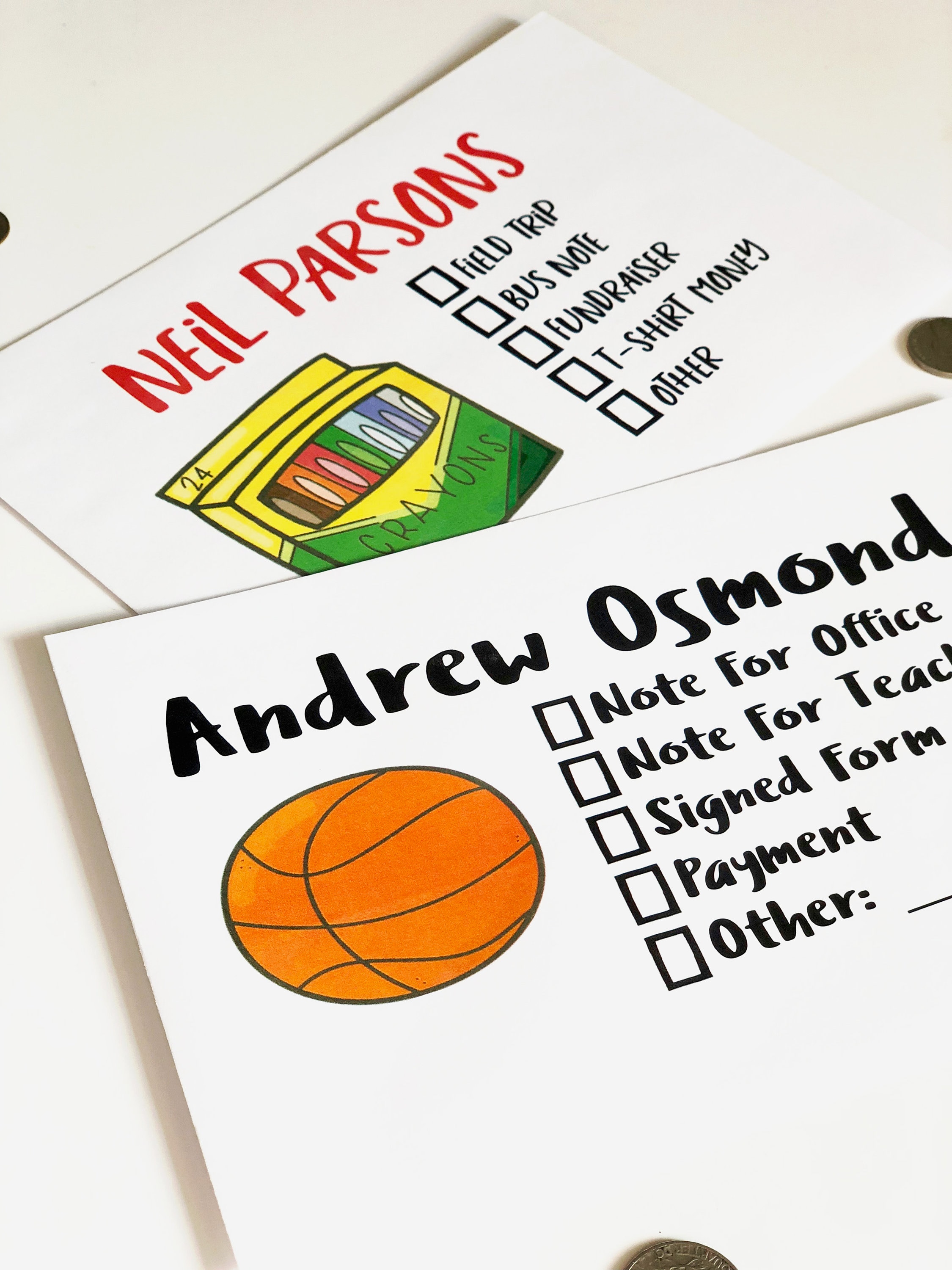 School Days Money Or Note Envelopes Set Personalized To Etsy