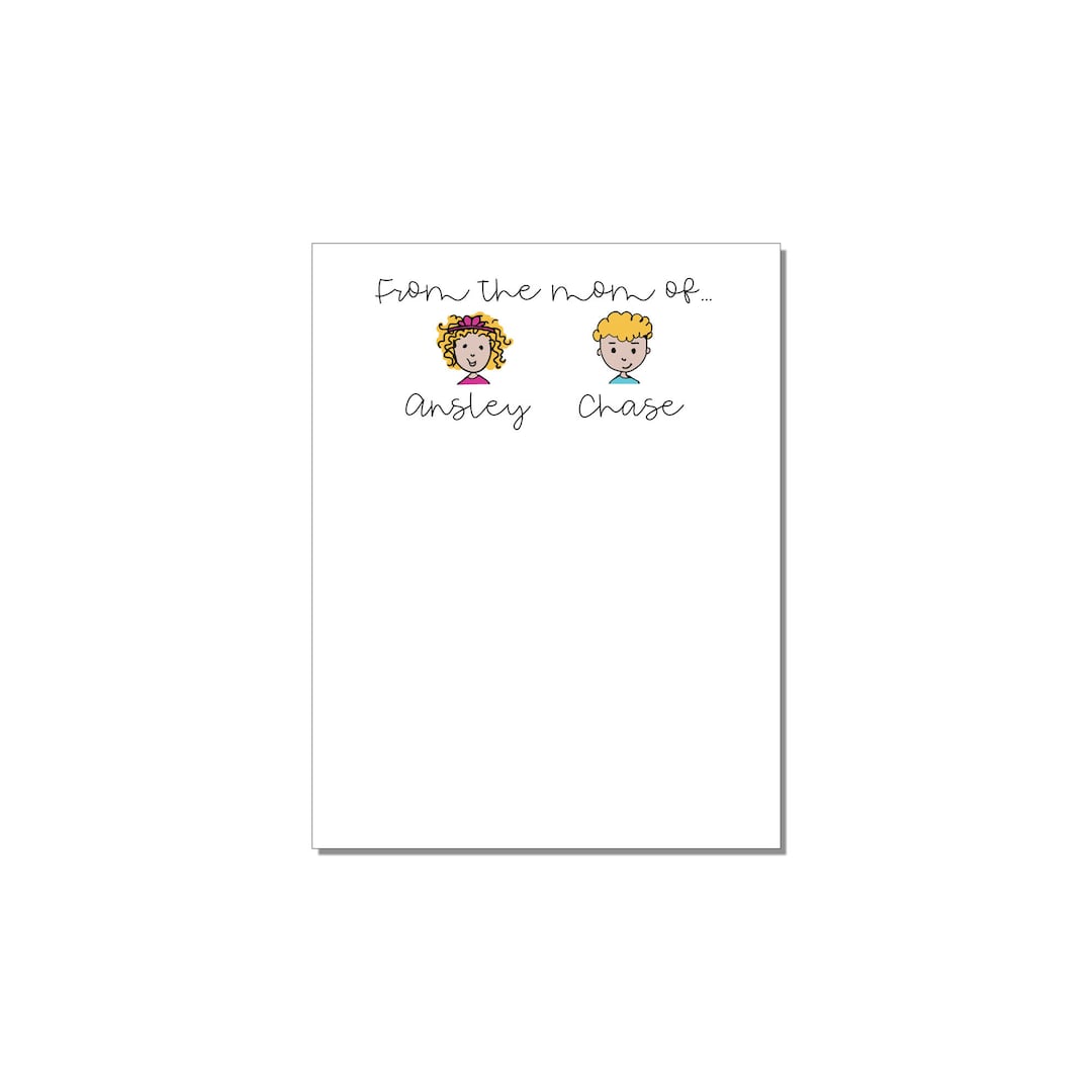From the Mom Of... Notepads Set Notes to School Personalized Mothers