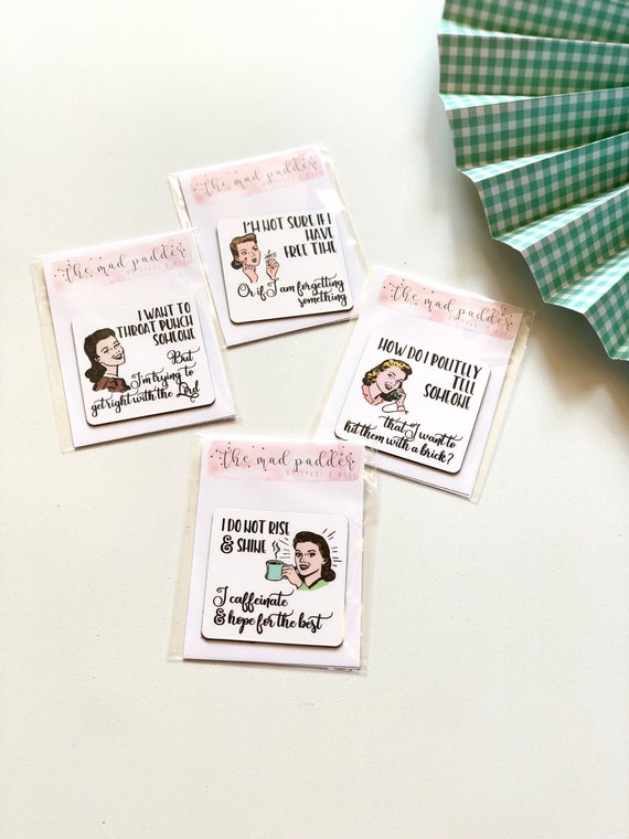 Witty Women Wishing You Happiness Greeting Cards Set Funny Coworker Gift Card For Friends Retro Housewife Humor Vintage Charm