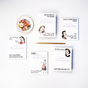 Witty Women Who Can't Be Nice Notepads - Retro Housewife Humor - Gift For Friends - Funny Coworker Gift - Vintage Charm