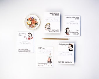 Witty Women Who Can't Be Nice Notepads - Retro Housewife Humor - Gift For Friends - Funny Coworker Gift - Vintage Charm