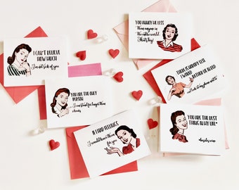 Witty Women Valentine & Friendship Greeting Card Set - Anti-Valentine Day Cards - Funny Valentines Day Card - Anniversary Gift