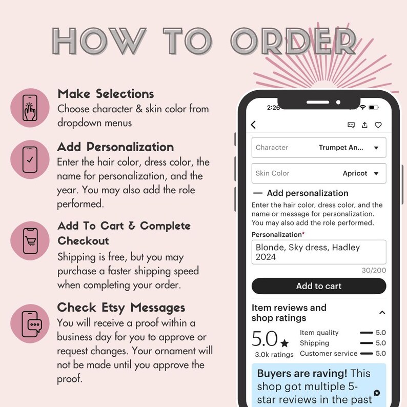 Nutcracker and Nativity Angel Personalized Ornament Custom Colors and