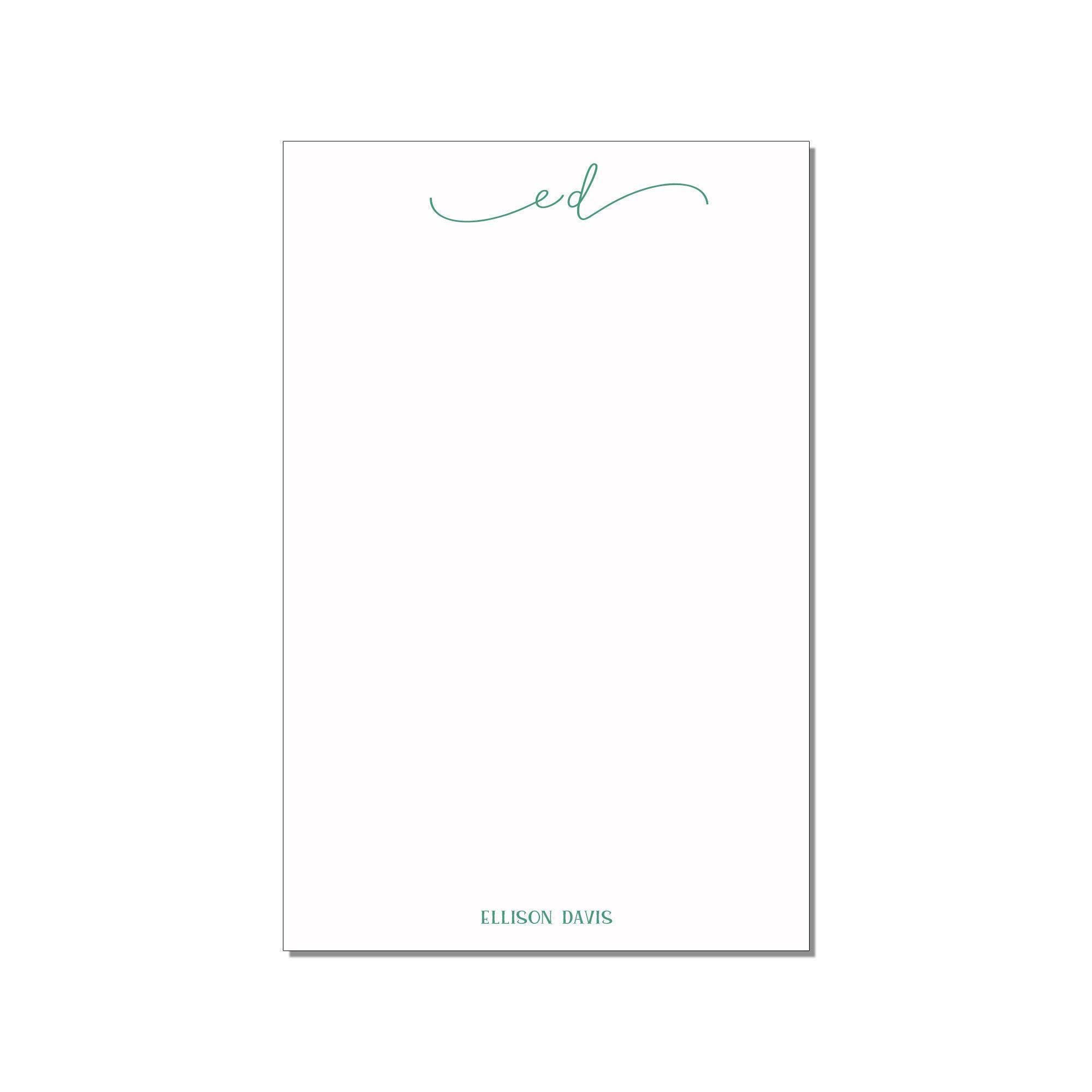Script Initials Large Notepad Set - Personalized Stationery ...