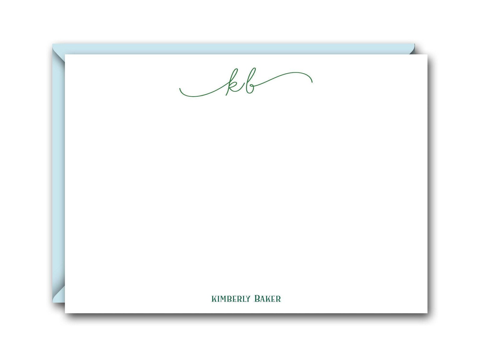 Script Initials Flat Note Cards Set - Personalized Stationery ...