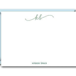 Script Initials Flat Note Cards Set - Personalized Stationery ...