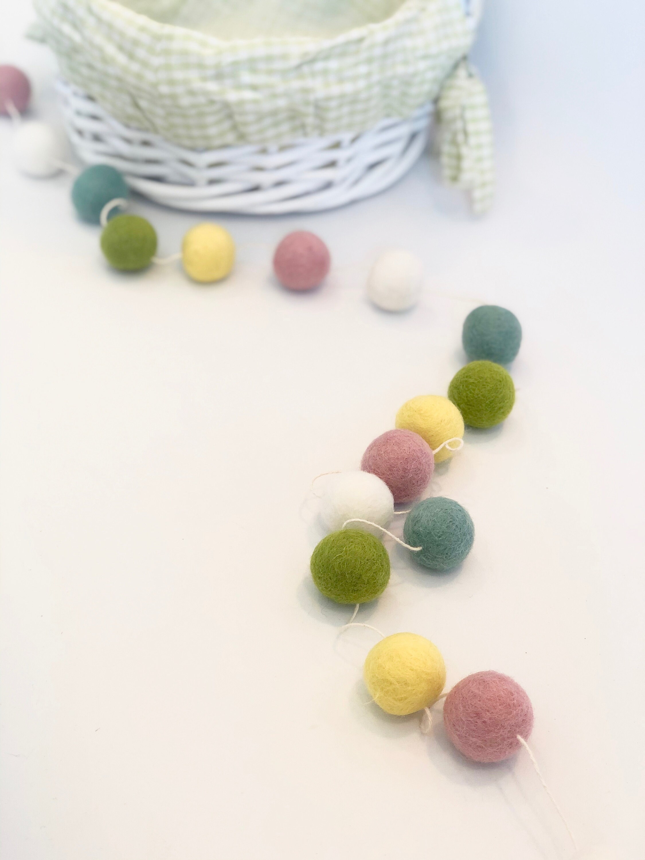 Spring Wool Felt Ball Garland