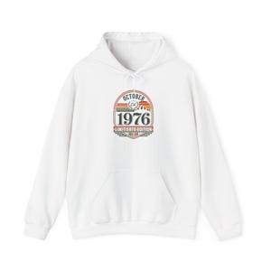 1976 October Retro Badge Hoodie | Vintage Birth Year 1976 Sweatshirt