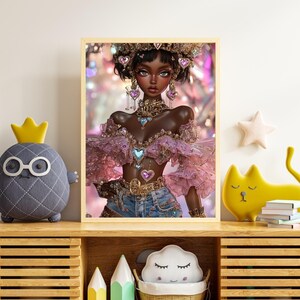 Pretty Lady and Pink Flower Wall Art – Canvas Print of Elegant Woman with Floral Design, Modern Artwork for Living Room, Bedroom, Office