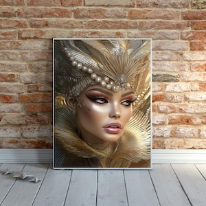 Pretty Woman Wall Art – Elegant Portrait Artwork, Modern Feminine Art Print, Minimalist Home Decor, Unique Gift for Women, Fashion WallDecor