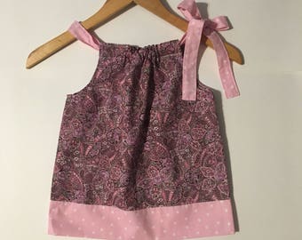 Pillowcase Dress // Pink Polka Paisley // 0-12 months // #003
