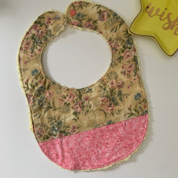 Chenille Baby Bib // Made in Hawaii // Country Flowers (#012)