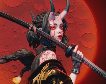 Oni Demon Girl Statue 15-30cm (6-12") High Detail Painted Unpainted Figure Model