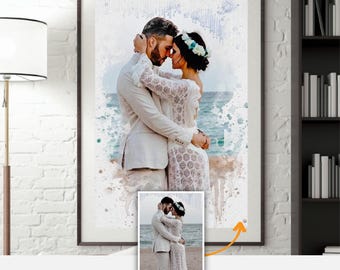 Custom Watercolor Portrait from Photo, Anniversary Gift (Digital Download)