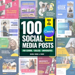 100 Canva Social Media Posts for University Scholarship Programs (Digital Download)