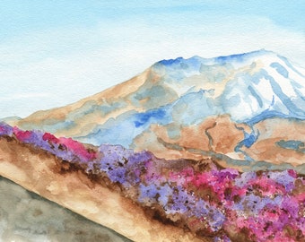 Mount Saint Helens Original Watercolor, 11 x 15 inches, Landscap, Mountain Decor, Mountain Scene, Nature Inspired Art, Northwest Art