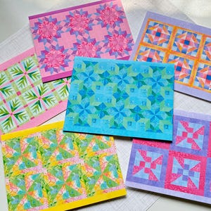 Watercolor Quilt Note Cards: Bright Collection, Set of 6