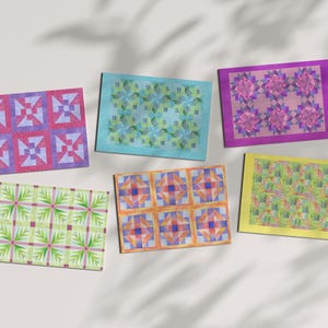 Watercolor Quilt Note Cards: Bright Collection, Set of 6