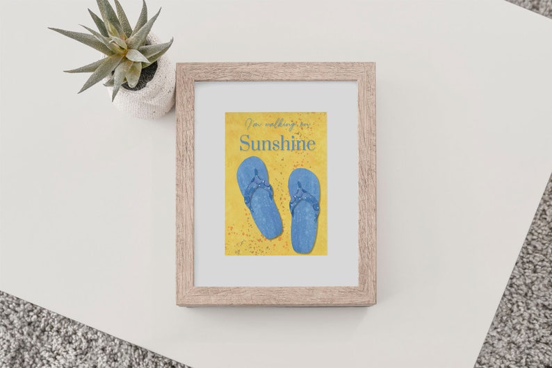 The Flip Flop Design Prints; Blue 8 x 10 10 x 12 Art print 12 x 18 11 x 14 16 x 20 inches; Beach art Whimsical Colorful Designs