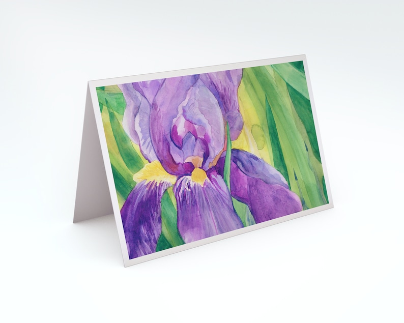 Iris Note Card Set of Eight from Four Original Watercolors Iris Thank You Cards Assortment of Cards Springtime Note Card set image 5