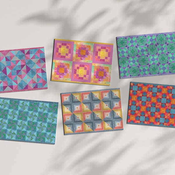 Watercolor Quilt Note Card Set: Jewel Tone Thank You Cards