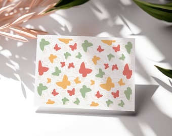 Butterfly Flutters Christmas Inspired Notecards, Digital Files, Six Whimsical Designs, 5.5 x 4.25-inch notecards with a border, DYI Download