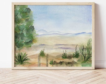 West Texas Print from Original Watercolor, 5 x 7, 8 x 10, 10 x 12, or 11 x 14-inches, Travel Inspired Art, Southwestern Art