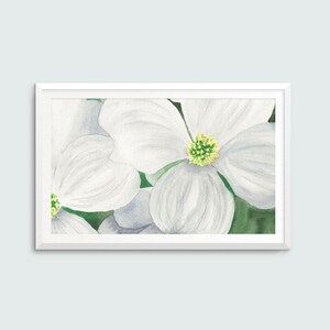 White Dogwood Watercolor Print: Springtime Garden Art