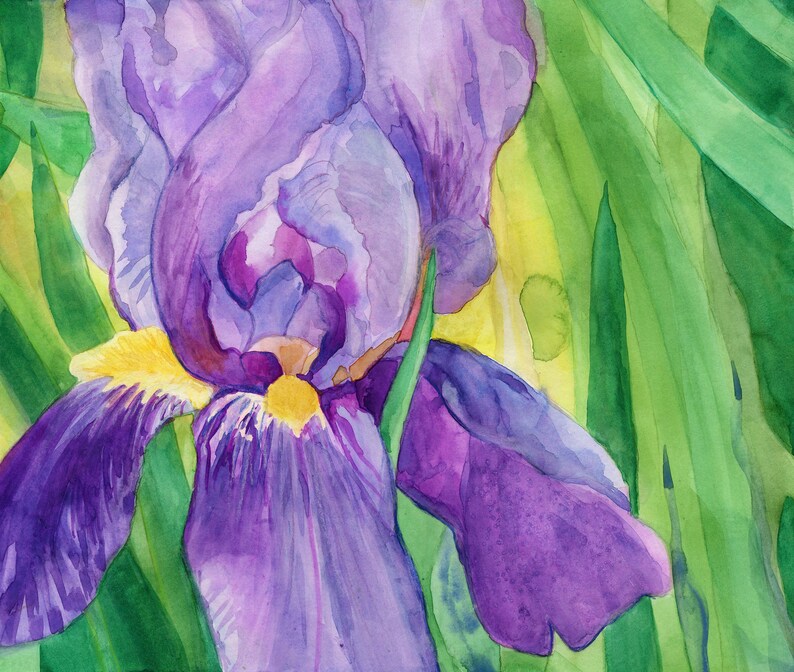 Purple Iris Original Watercolor | 10 x 12 inches | Iris Decor shops | Floral Art | Nature Inspired Art | Garden Art | Springtime Art