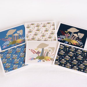 Cartes de correspondance en forme de champignon, fichiers numériques, six modèles pour créer des cartes de correspondance de 5,5 x 4,25 pouces avec une bordure, inspirés de la nature, téléchargement DIY