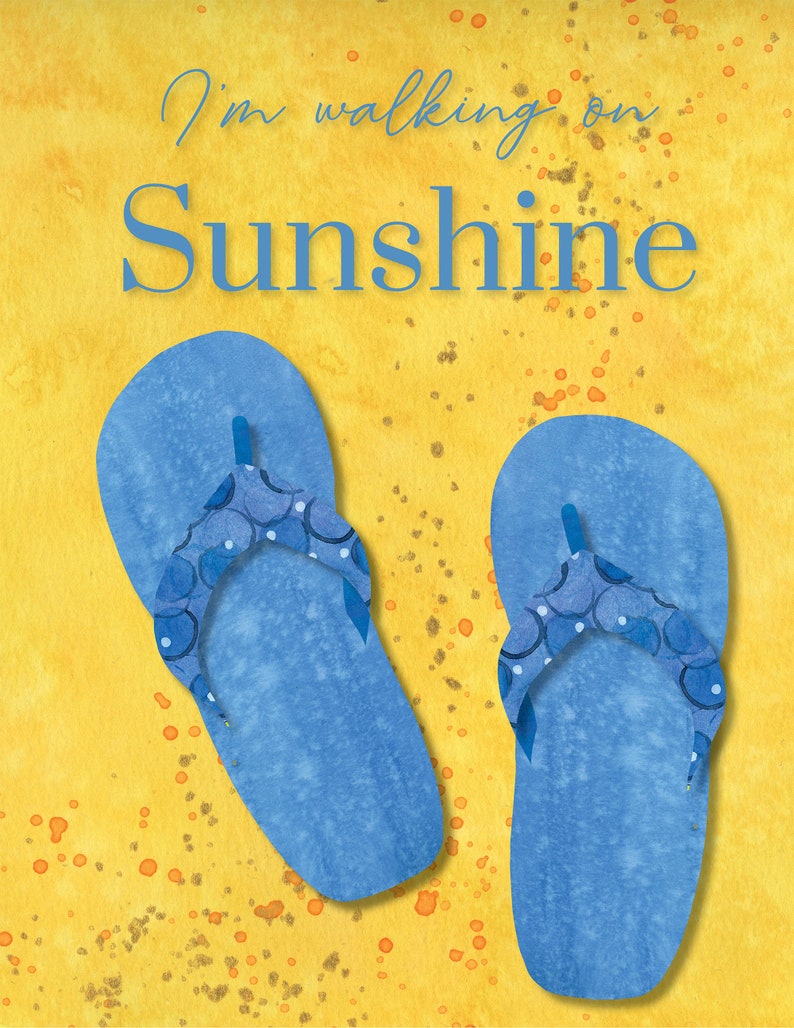 The Flip Flop Design Prints; Blue 8 x 10 10 x 12 Art print 12 x 18 11 x 14 16 x 20 inches; Beach art Whimsical Colorful Designs