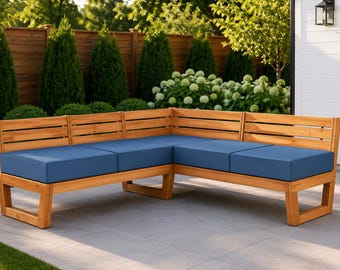 Outdoor Sofa Plan: Armless Sectional Patio Couch DIY Wood Furniture Blueprint (PDF Download)