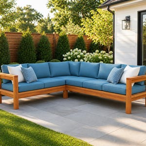 2x4 Outdoor Sofa Plan: Armless Sectional Patio Couch DIY Wood Furniture Blueprint (PDF Download)
