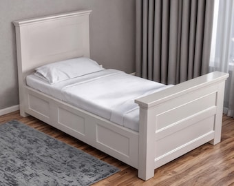 Plano de cama estilo granja moderna, plano de cama individual, marco de cama de perfil bajo, marco de cama minimalista, planos de muebles, carpintería