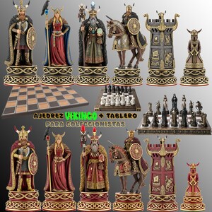 Luxury Viking Chess Set with Collector's Board - PJH3D
