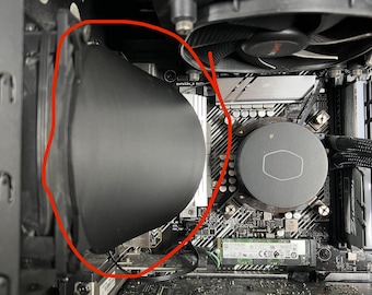120mm to Right Angle Computer Fan Duct Case Fan Shroud  Mod for Cooling CPU VRMs