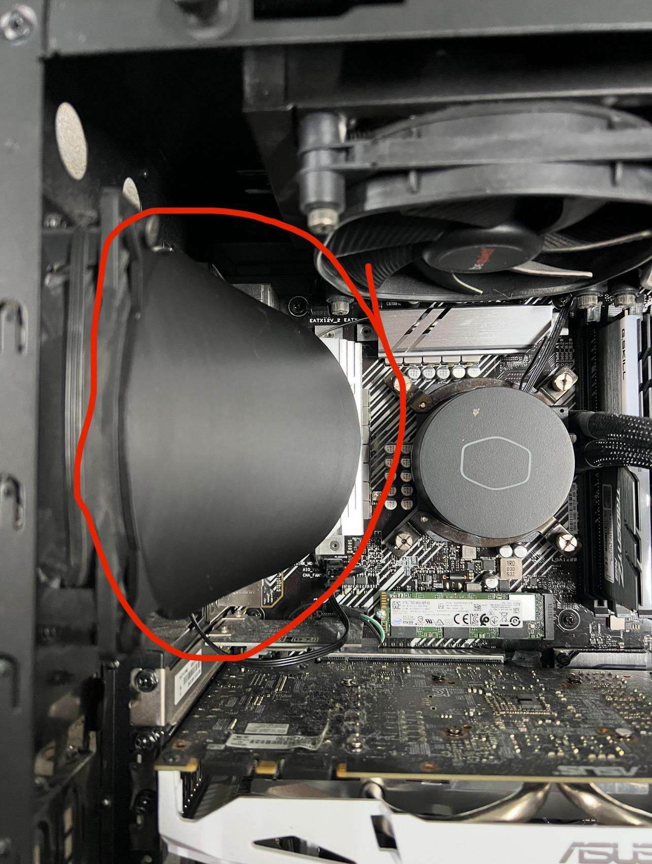 140mm to Right Angle Computer Fan Duct Case Fan Shroud  Mod for Cooling CPU VRMs