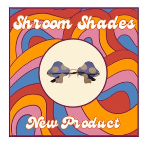 Blue Vintage Mushroom Sunglasses | 70s Groovy Festival Shades | Psychedelic Rave Glasses | Cute Y2K | Fairycore Aesthetic Eyewear
