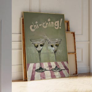 Impression numérique Martini Cheers : décoration de chariot de bar maximaliste pour cocktail (téléchargement numérique)