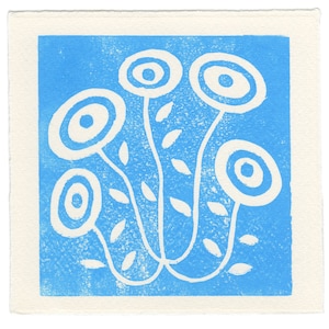 Wild Flowers -- linoleum block print