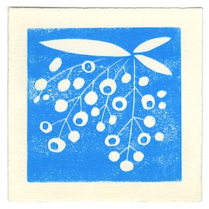 Strawberry Tree Flowers - linoleum block print