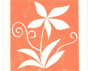 Snowdrop -- linoleum block print
