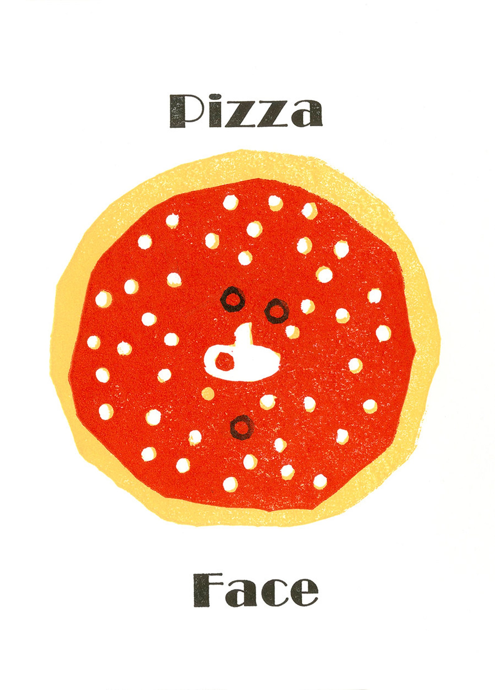3 color print. Childish Insult. Pizza Face Etsy