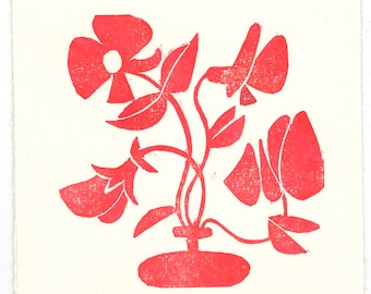 Sweetpea - linoleum block print